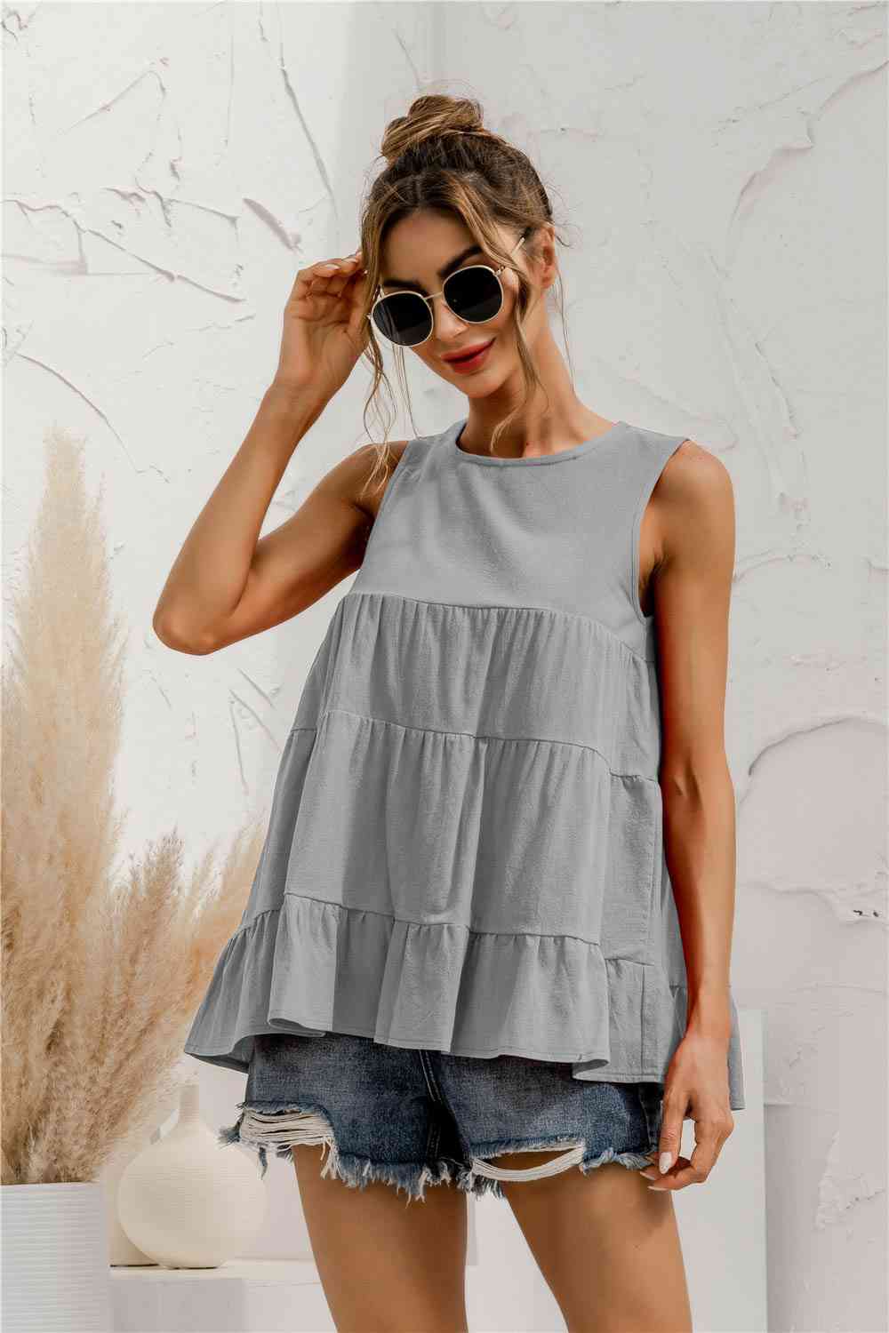 Round Neck Tiered Tank Bazaarbey