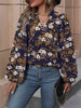 Floral Notched Balloon Sleeve Blouse Bazaarbey