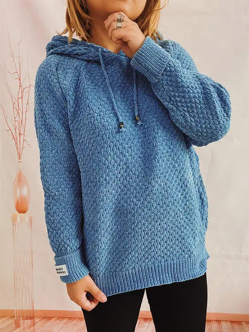 Drawstring Long Sleeve  Hooded Sweater Bazaarbey