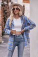 Plaid Dropped Shoulder Hooded Longline Jacket Trendsi