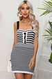 Striped Straight Neck Bodycon Dress Bazaarbey