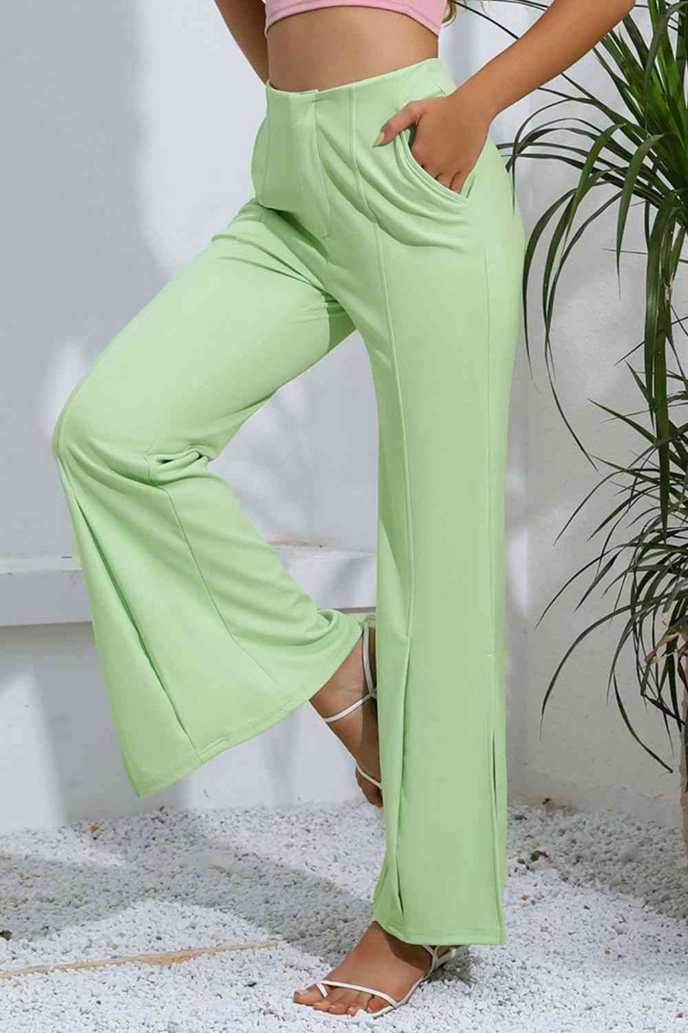 Slit High-Rise Flare Pants Bazaarbey