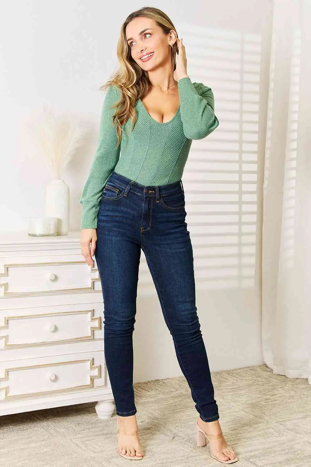  Scoop Neck Long Sleeve Top Trendsi