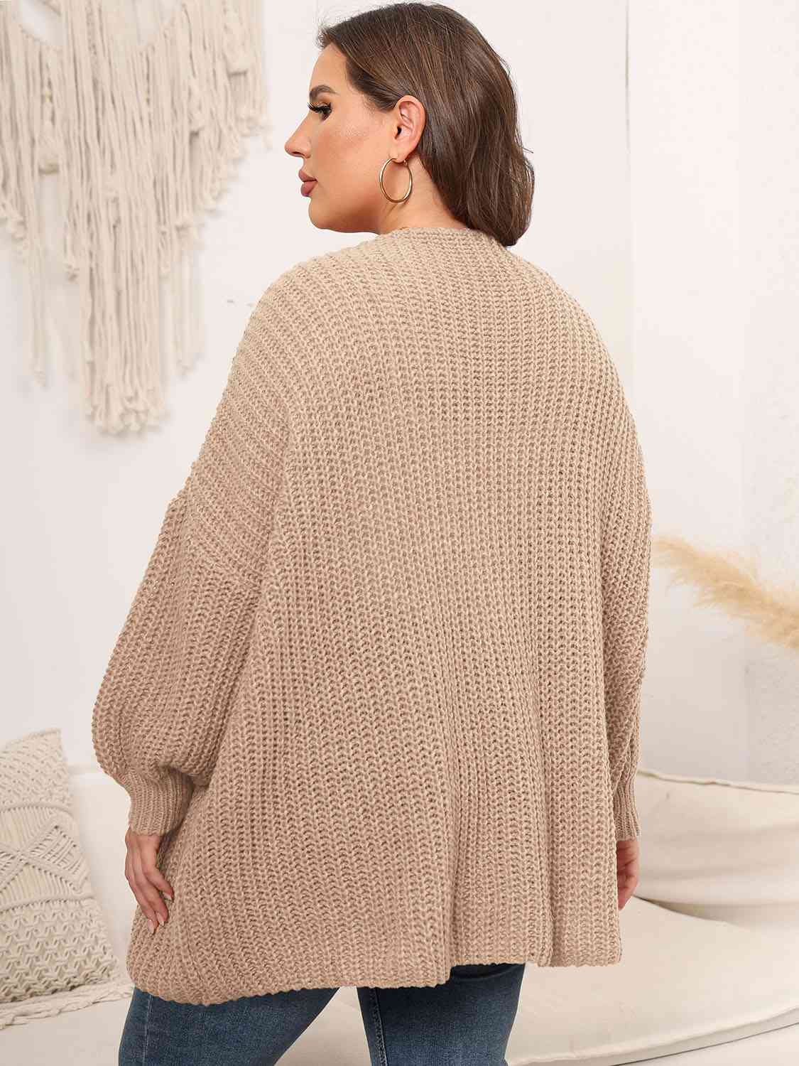   Dropped Shoulder Knit Cardigan Trendsi