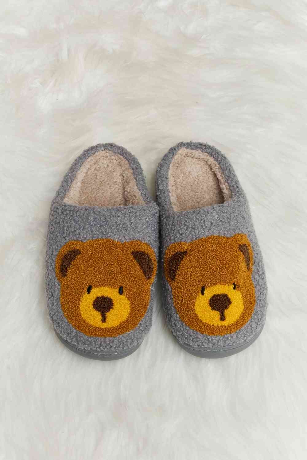 dy Teddy Bear Print Plush Slide Slippers Trendsi