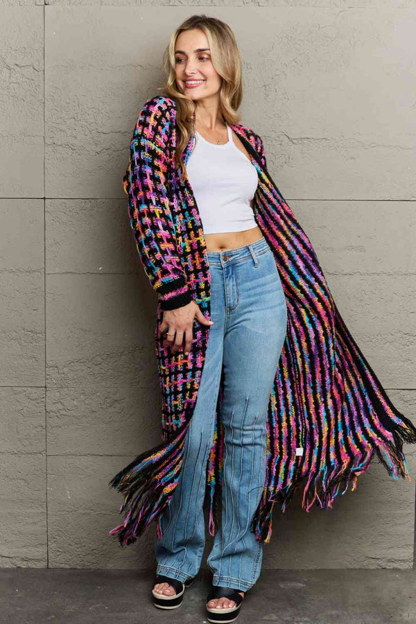 Multicolored   Hem Cardigan Bazaarbey