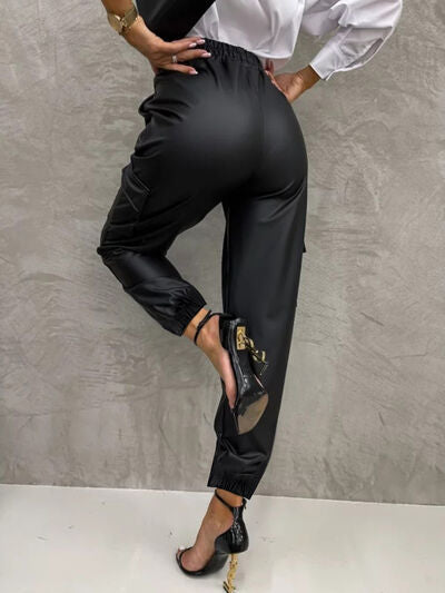 Tied High Waist Pants with Pockets Bazaarbey