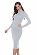 Ribbed Turtleneck Long Sleeve Dress -BazaarBey - www.shopbazaarbey.com