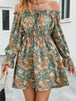 Floral Off-Shoulder Flounce Sleeve Dress -BazaarBey - www.shopbazaarbey.com