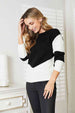 Woven Right Two-Tone Openwork Rib-Knit Sweater Bazaarbey