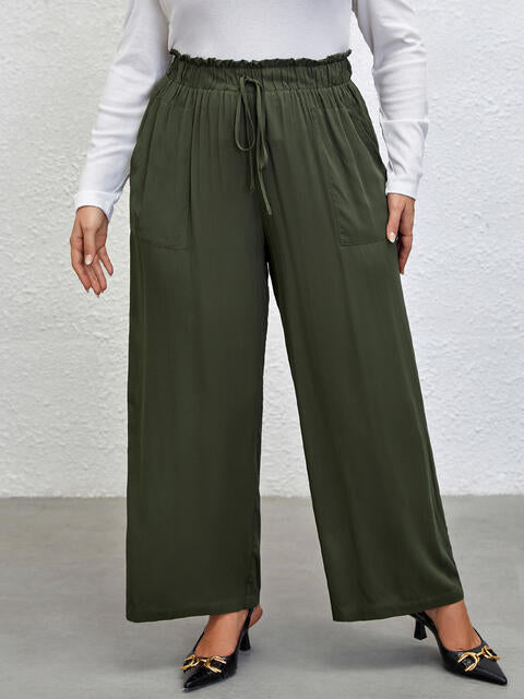 Plus Size Tied Wide Leg Pants Bazaarbey