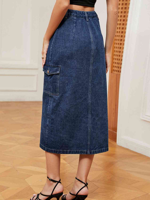 Button Down Denim Skirt Bazaarbey