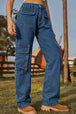 Loose Fit Long Jeans with Pockets Bazaarbey