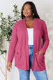   Ribbed Open Front Cardigan with Pockets Bazaarbey