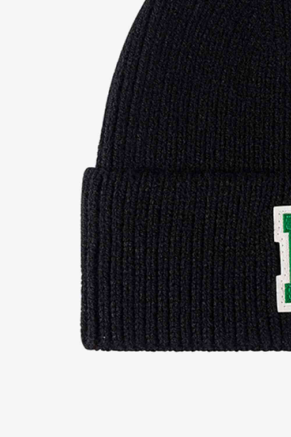 Letter Patch Cuffed Knit Beanie Trendsi