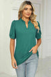 Notched Neck Puff Sleeve T-Shirt Bazaarbey