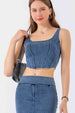 Seam Detail Cropped Denim Tank Bazaarbey