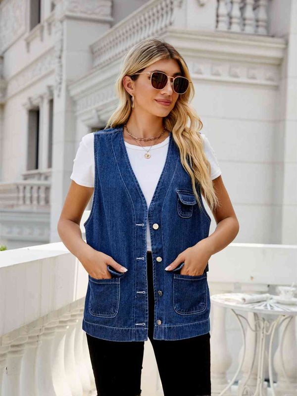 Button Down Denim Vest Bazaarbey