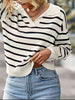 Striped Collared Neck Knit Top Bazaarbey