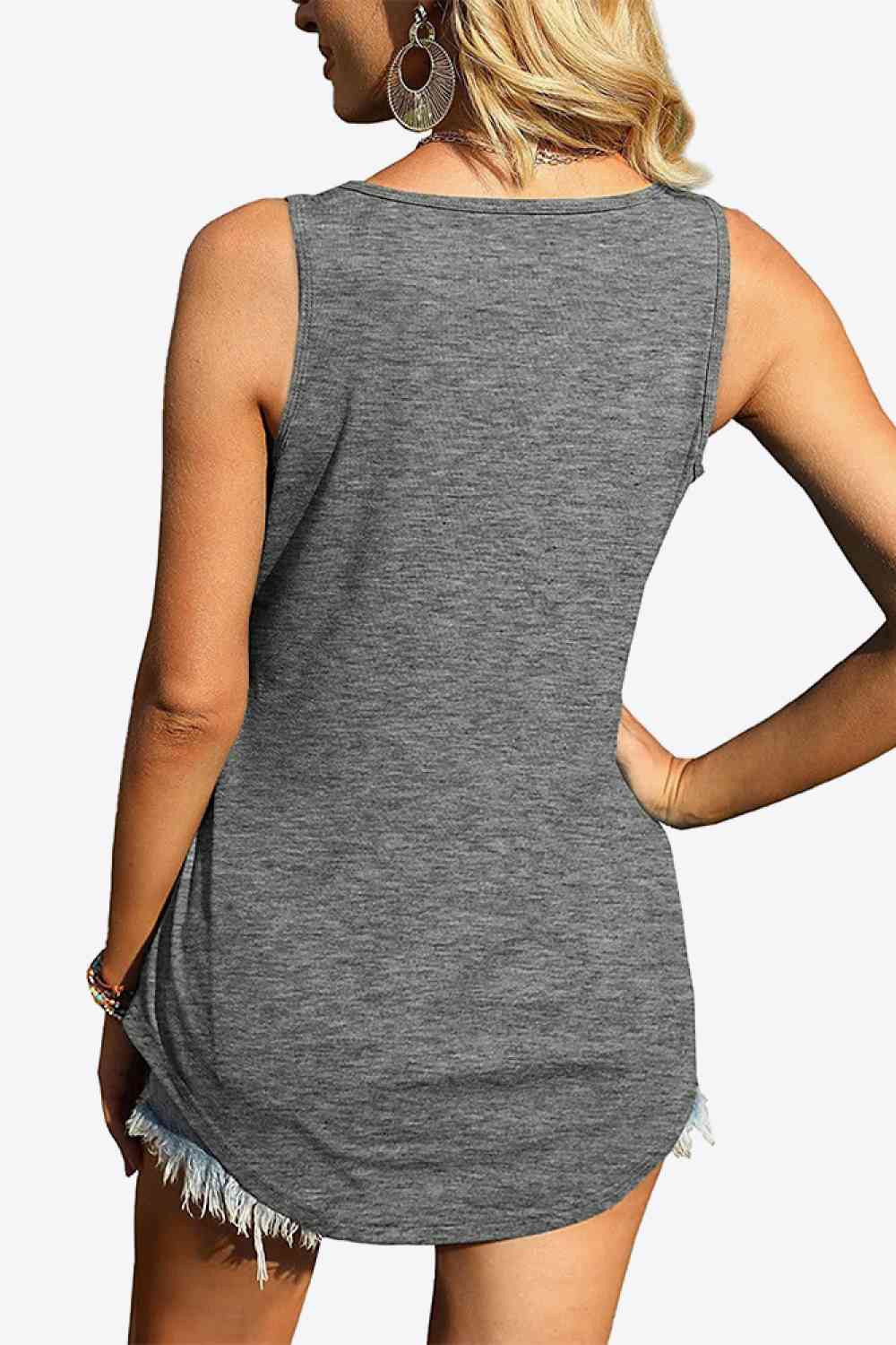 Curved Hem Square Neck Tank Bazaarbey