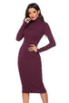 Ribbed Turtleneck Long Sleeve Dress -BazaarBey - www.shopbazaarbey.com