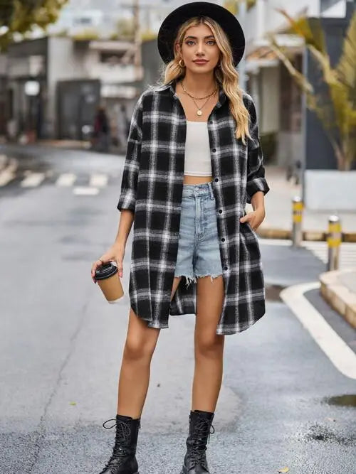 Plaid Button Up Collared Neck Shirt Bazaarbey