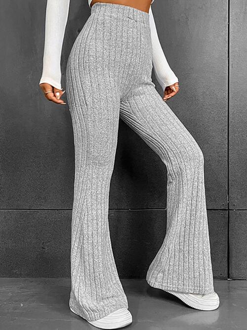 Ribbed High Waist Flare Bootcut Pants Bazaarbey