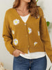 Flower Button Front Dropped Shoulder Cardigan Trendsi