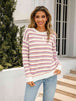 Striped Drop Shoulder Knit Top Trendsi