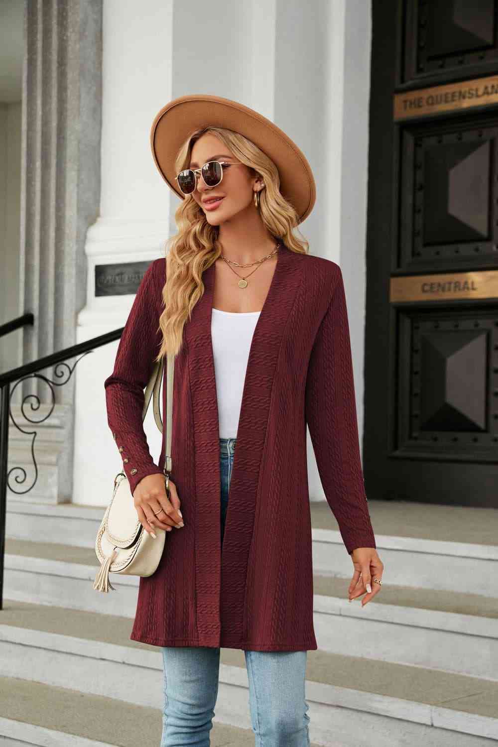 Long Sleeve  Cardigan Trendsi