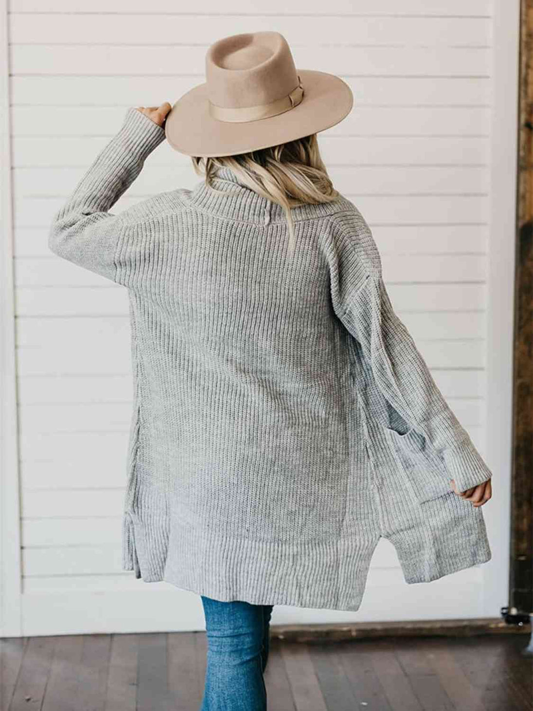 High-Low  Cardigan with Pockets Trendsi