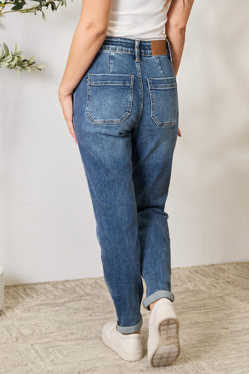   High Waist Drawstring Denim Jeans Trendsi