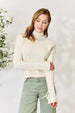 Heimish Full Size Ribbed Bow Detail Long Sleeve Turtleneck Knit Top Bazaarbey