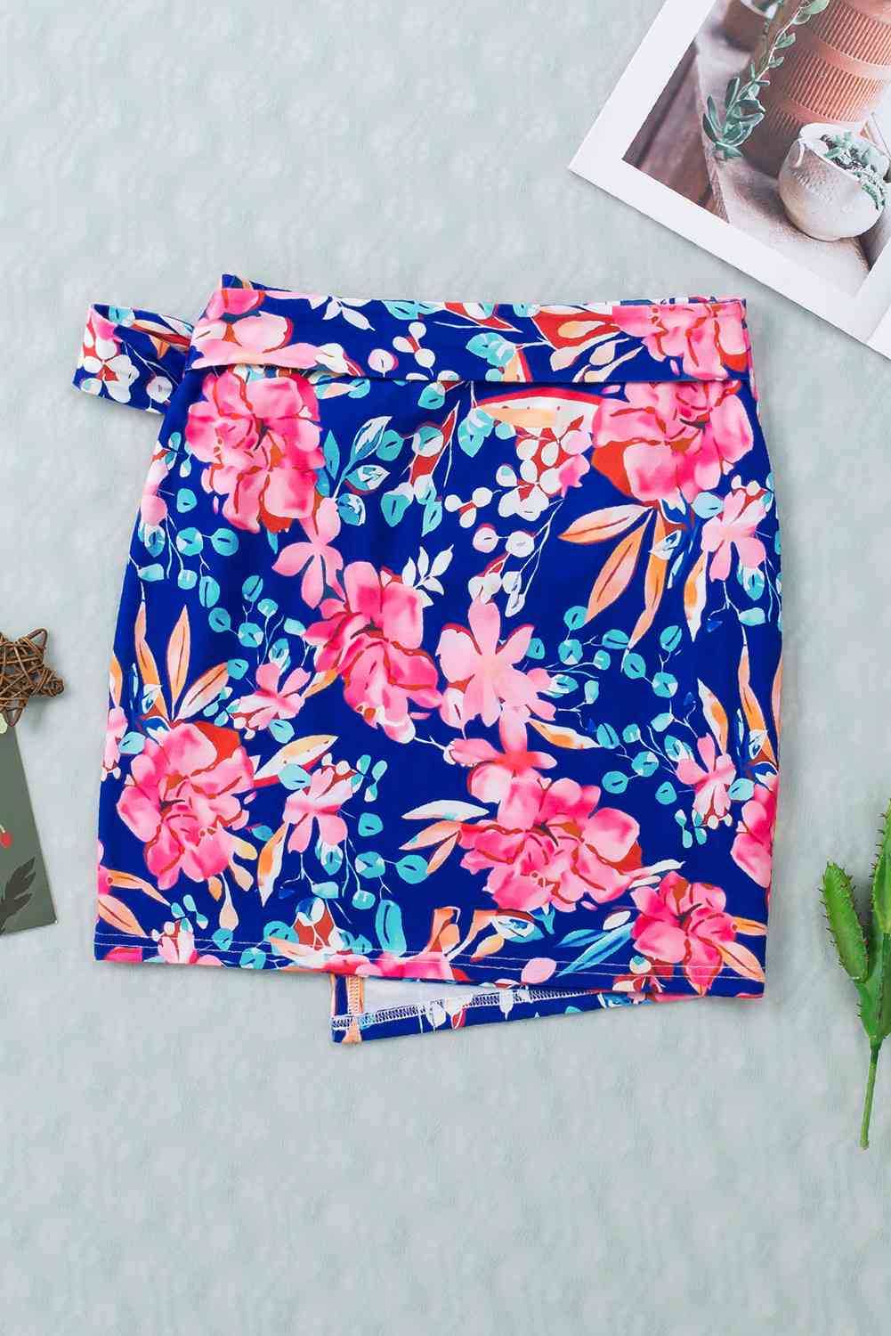 Floral Tied Mini Skirt Trendsi