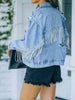 Distressed Fringe Denim Jacket Bazaarbey