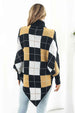 Plaid Turtleneck Dolman Sleeve Poncho Bazaarbey