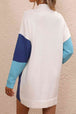 Color Block Mock Neck Dropped Shoulder Sweater Dress Bazaarbey