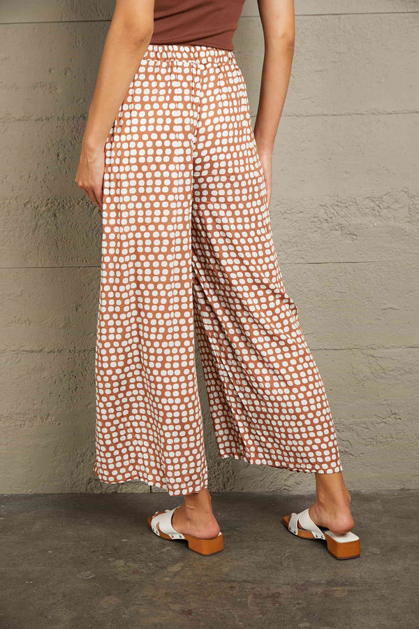  Polka Dot High Waist Wide Leg Pants with Pockets Bazaarbey