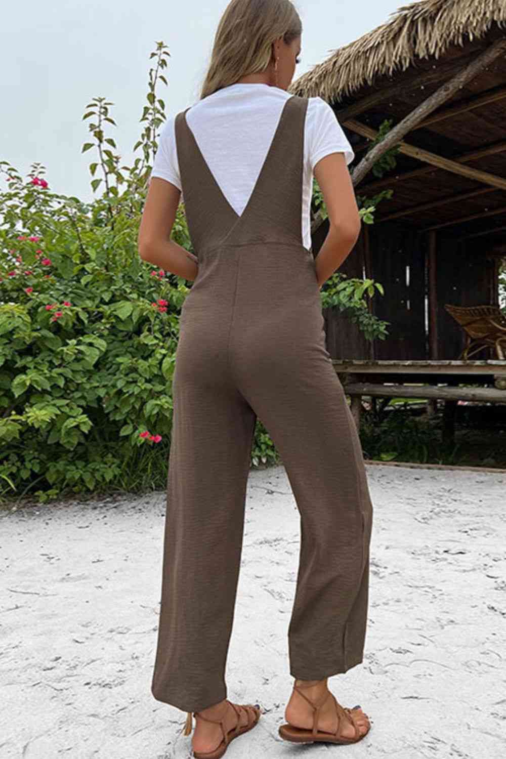 Straight Leg Jumpsuit with Pockets Bazaarbey