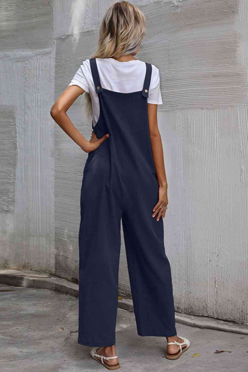 Wide Leg Overalls with Front Pockets Bazaarbey