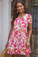 Floral V-Neck Short Sleeve Dress -BazaarBey - www.shopbazaarbey.com