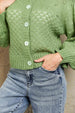 Woven Right Openwork Pompom Puff Sleeve Cardigan Trendsi