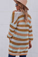  Striped Long Sleeve  Cardigan Bazaarbey