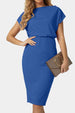 Boat Neck Short Sleeve Knee-Length Dress -BazaarBey - www.shopbazaarbey.com