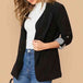 Lapel Collar Roll-Tab Sleeve Blazer Bazaarbey