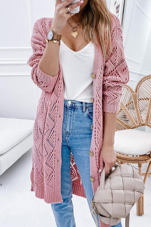 V-Neck Long Sleeve Cardigan Bazaarbey