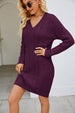 Cable-Knit Long Sleeve Sweater Dress Bazaarbey