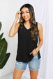  Apparel Chance of Sun Full Size Ribbed V-Neck Tank in Black Bazaarbey