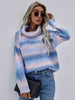 Rainbow Rib-Knit Turtleneck Drop Shoulder Sweater Trendsi