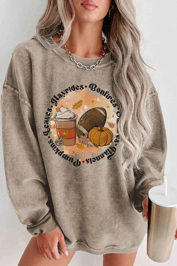 Graphic Dropped Shoulder Sweatshirt Trendsi